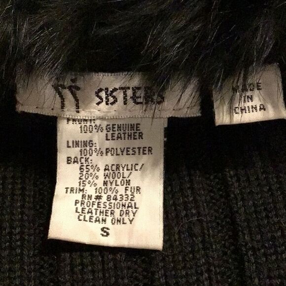 Sisters Black Suede Leather Fur Trim Knit Zip Up Vest - Picture 13 of 13